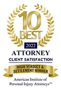 10 BEST ATTORNEY CLIENT SATISFACTION | 2022| AMERICAN INSTITUTE OF PERSONAL INJURY